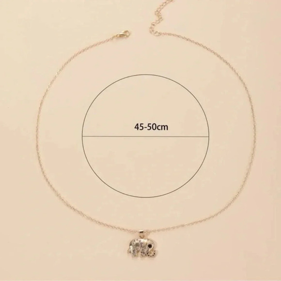 Gold Rhinestone Elephant Necklace - Picture 3 of 4